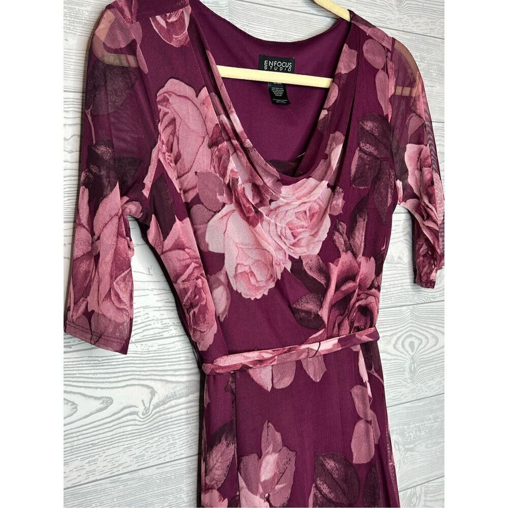 Enfocus Studio dress size 6 floral roses pink purple - Picture 2 of 8